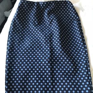 Blue polka dot midi skirt